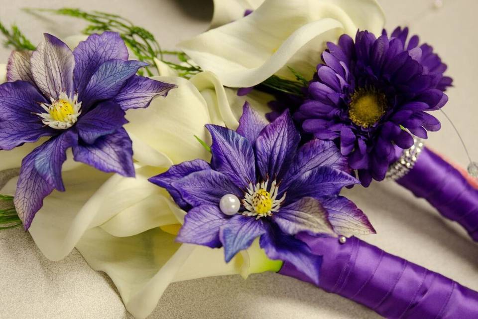 Violet and white arrangement