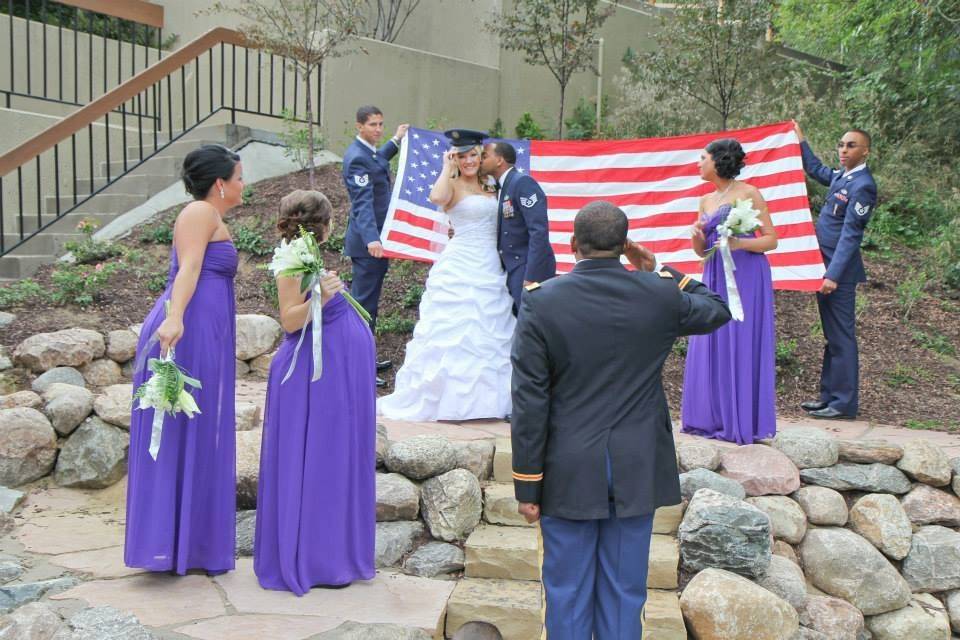 Couple with their guests