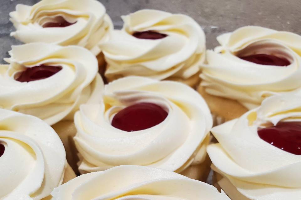 White with Raspberry Cupcakes