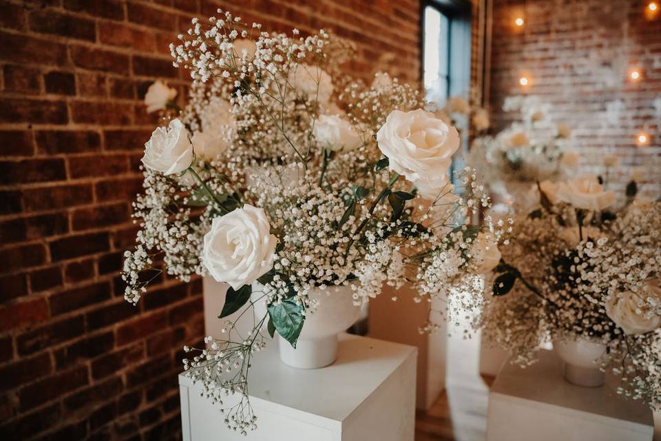 White ceremony florals