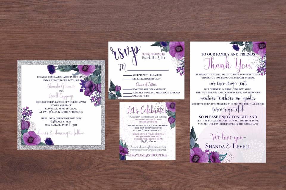 Purple invitation suite