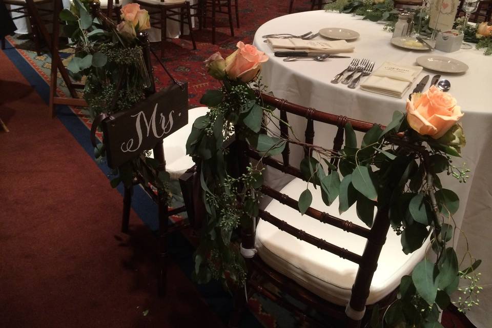 Table with flower decorations