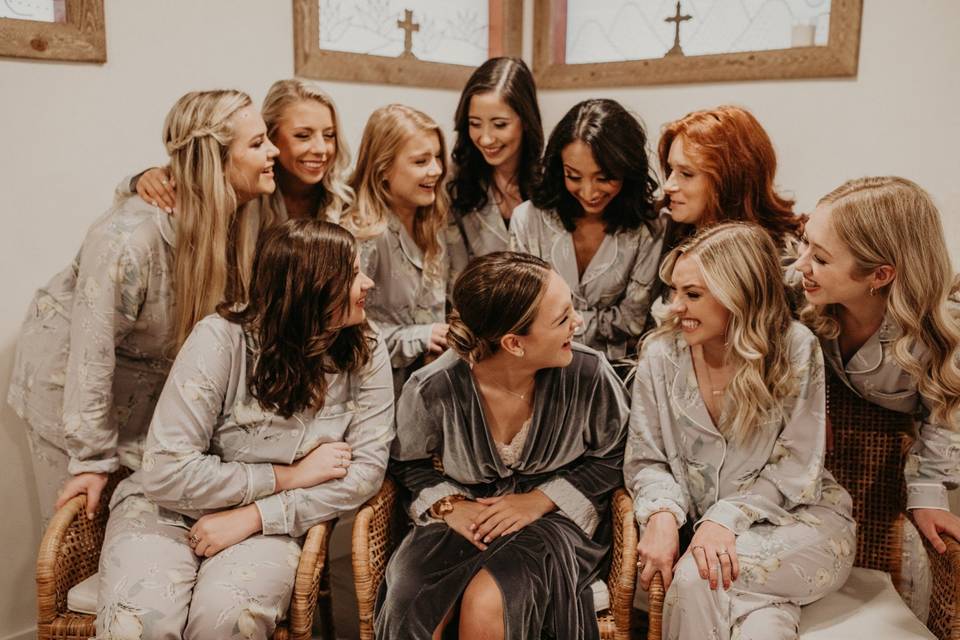 Bride and her bridesmaids