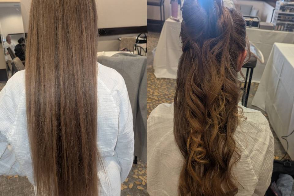 curls, half up half down