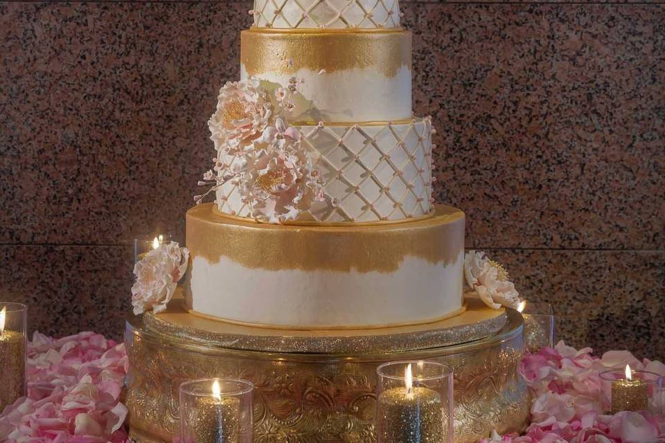 Multiple layered wedding cake