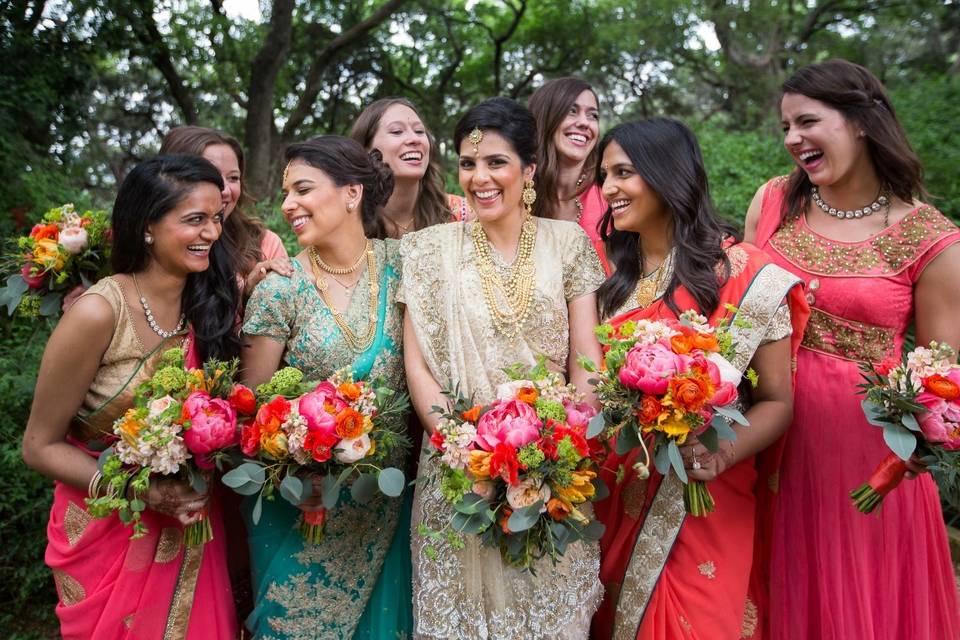 The bride with her bridesmaids