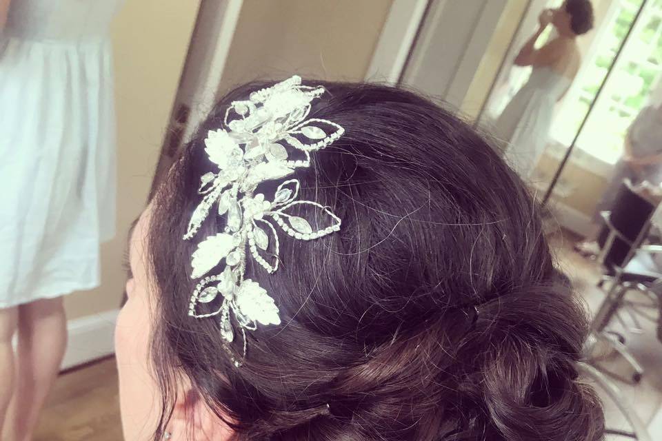 Formal styling with headpiece