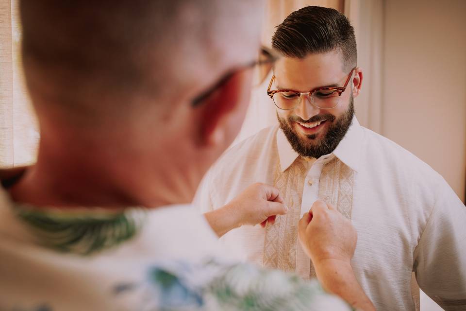 Groom getting ready