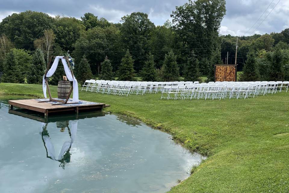 ceremony by pond