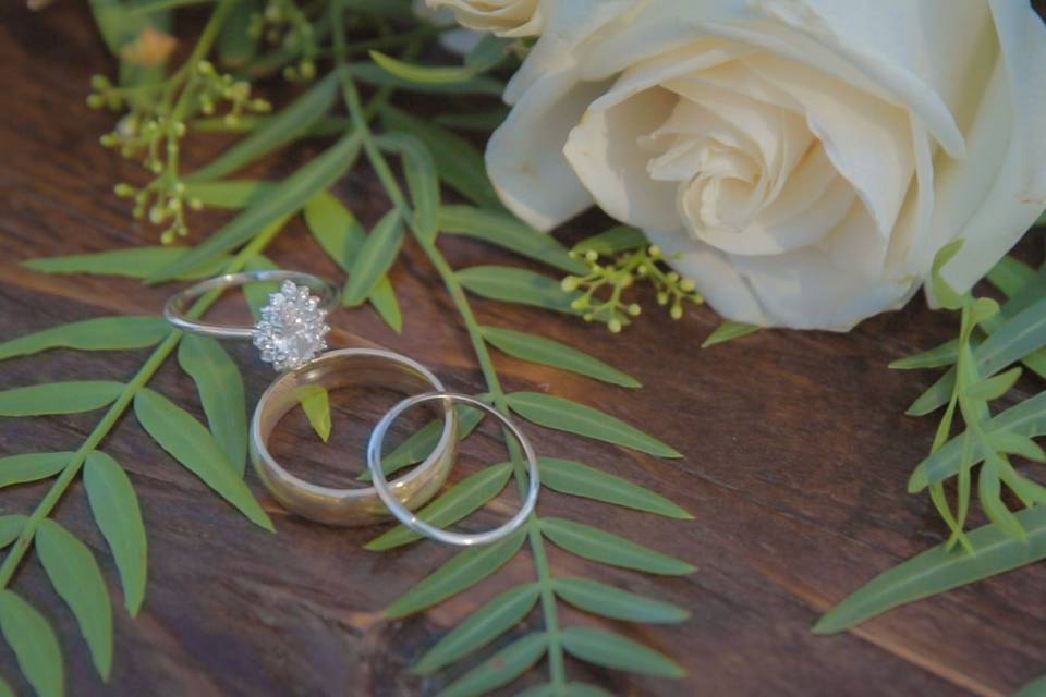 Wedding rings with rose