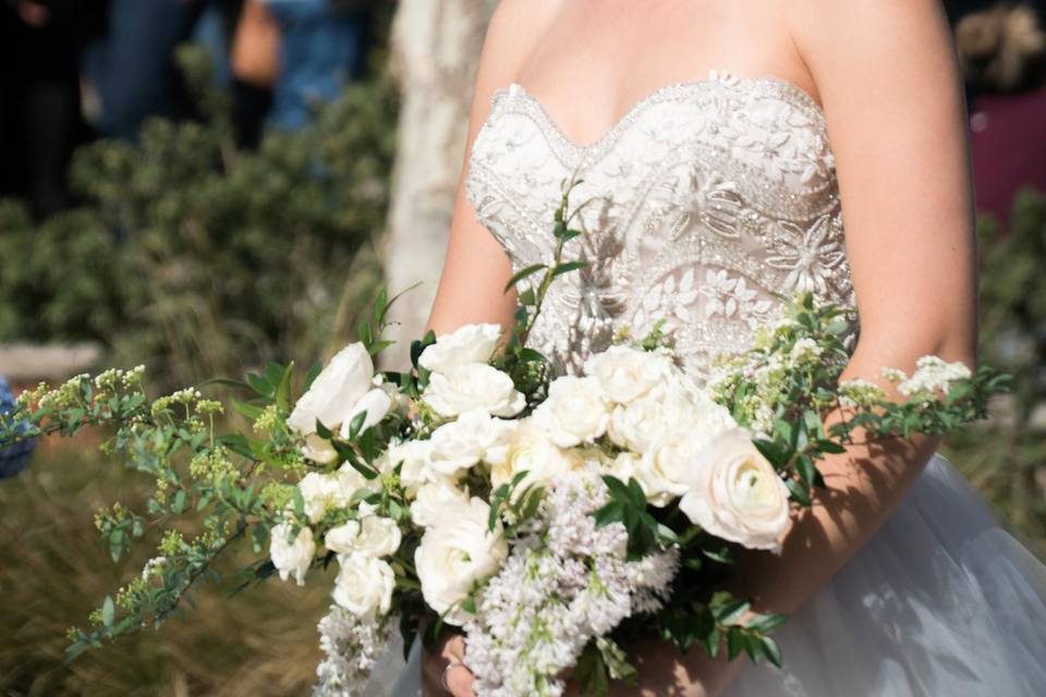 Bride with a fresh bouquet
