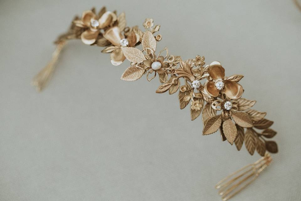 Brass garden foraged headband