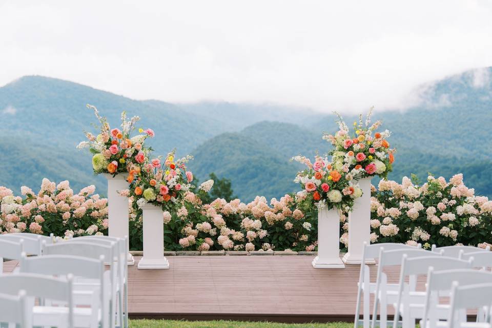 Flowers on platform
