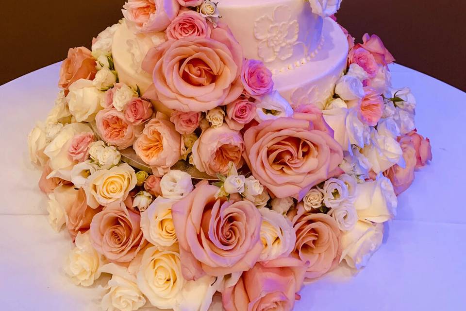 Wedding cake and florals