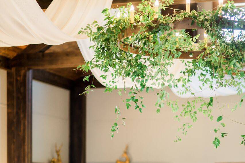 Newlyweds in the reception space