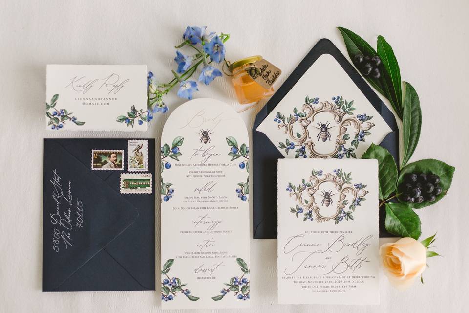 Blueberries & Bees Invites