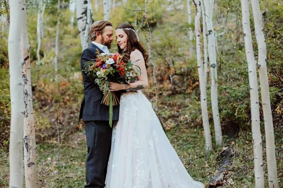 Bride and Groom on the trail