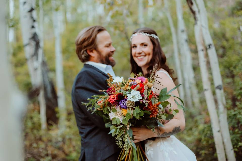 Bride and Groom on the trail