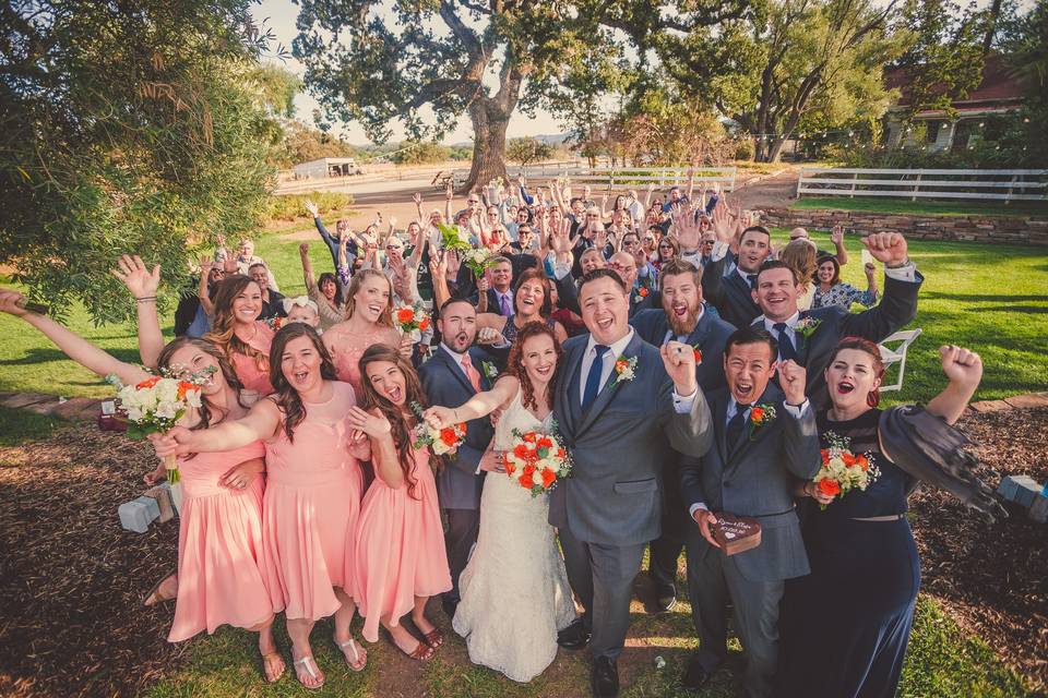 Couple with their guests