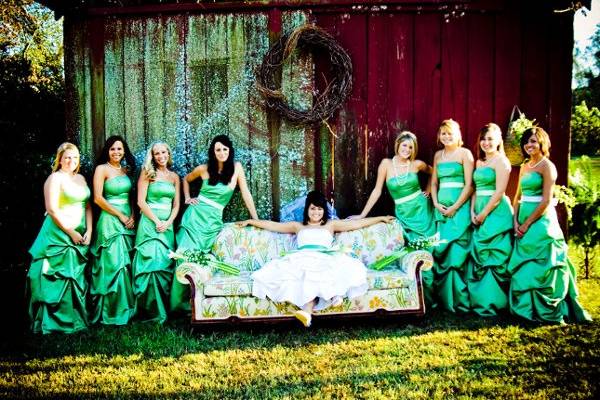 The bride with her bridesmaids