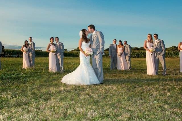 Newlyweds kiss