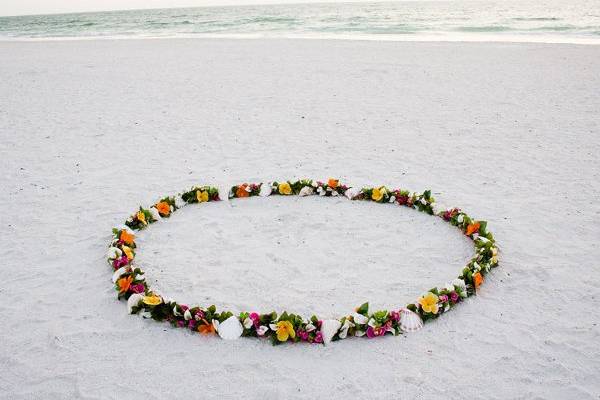 Silk Tropical Flowers and Shells.