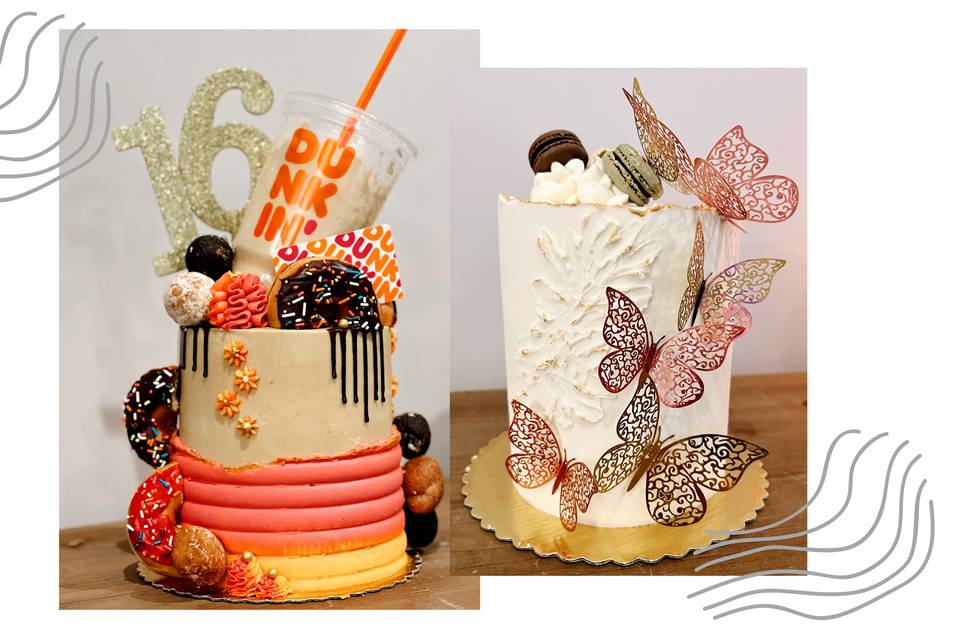 Bridal shower + birthday cakes