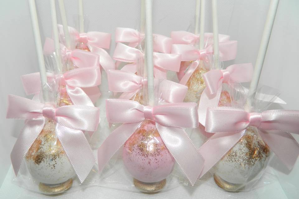 Pink&White Glitter Cake Pops