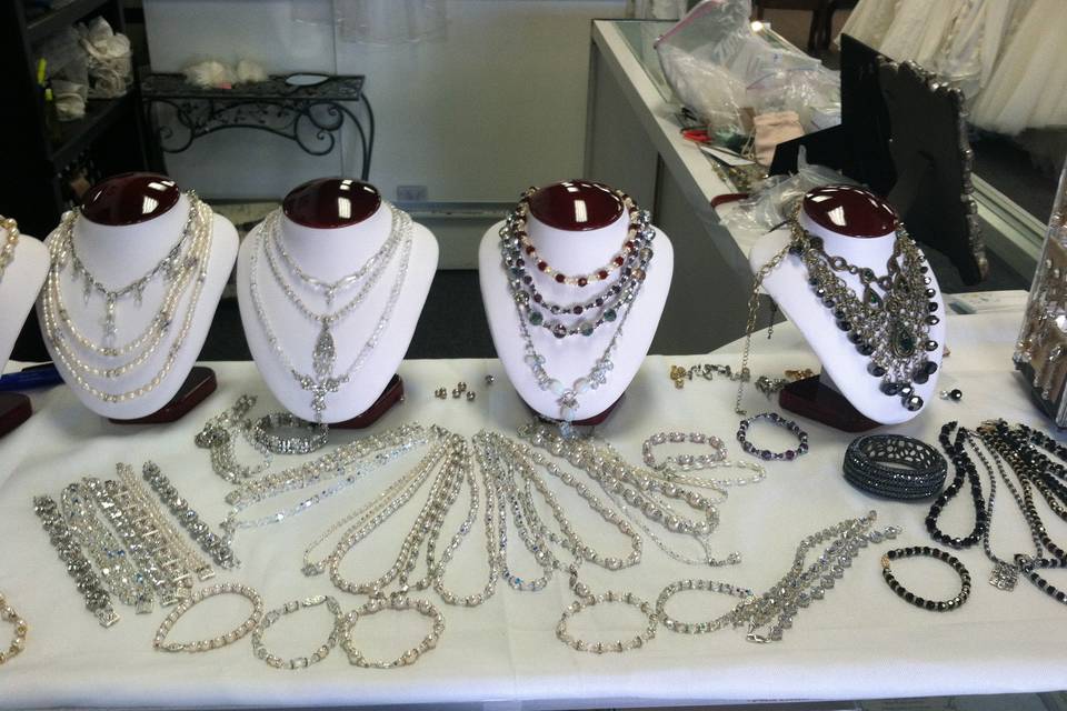 We frequently hold custom jewelry shows and can make jewelry to match your gown and your whole bridal party!