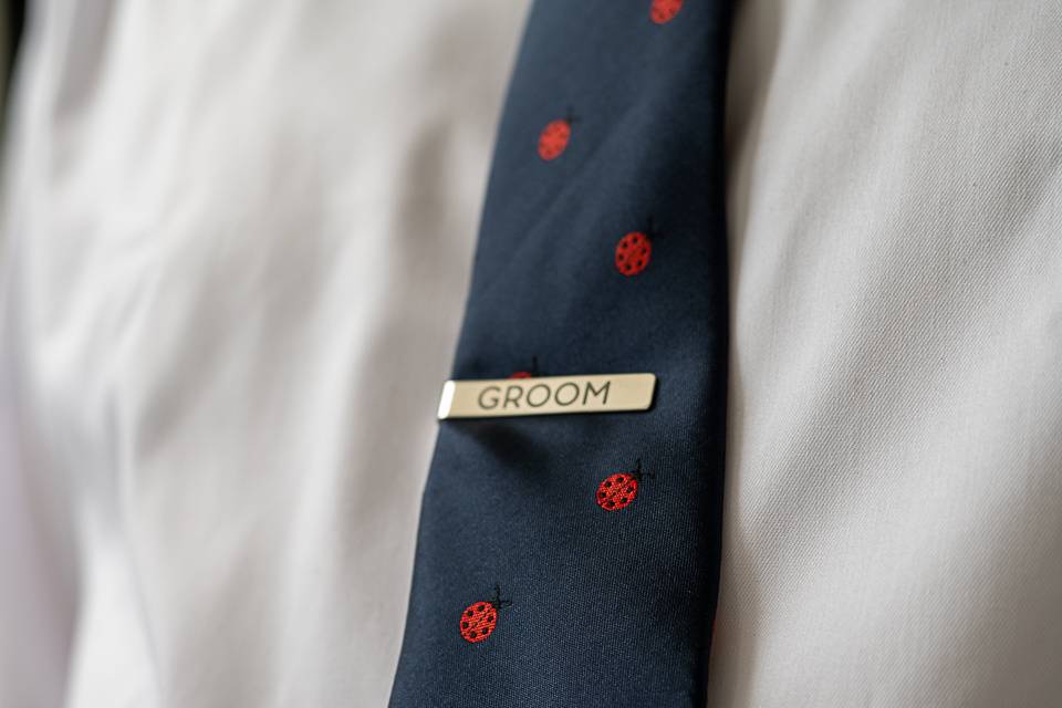 Groom's engraved tie clip