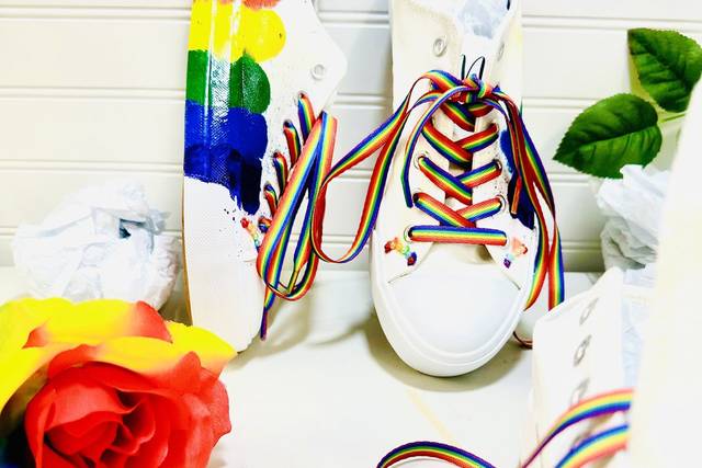 Rainbow shoes bride
