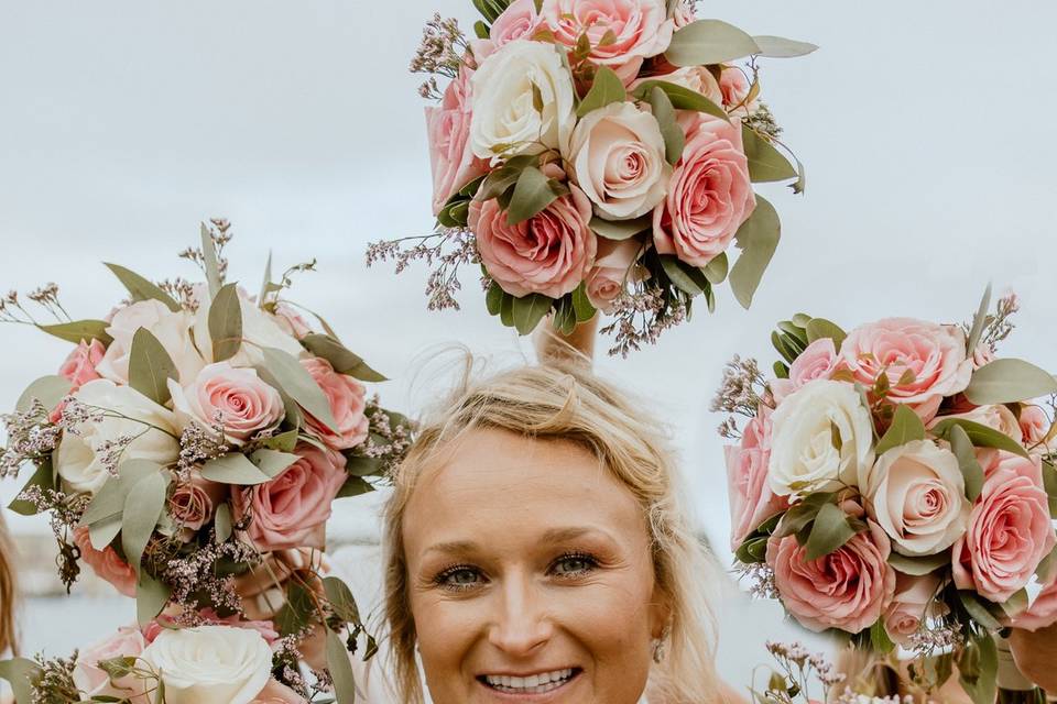 Bride with bouquets