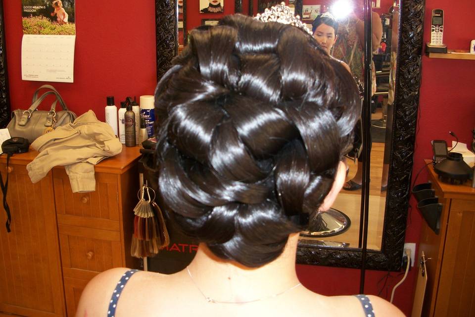 Neat braided updo