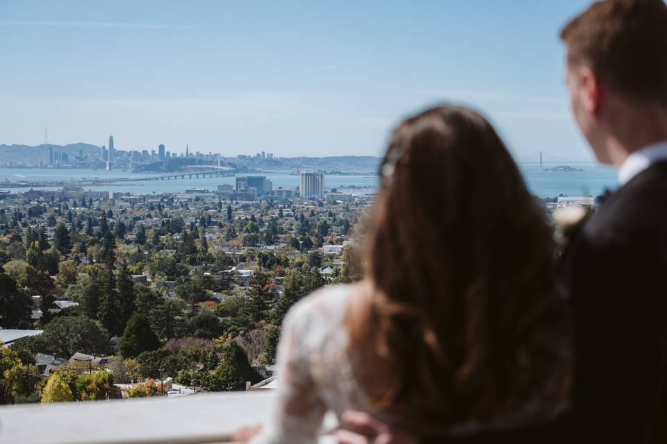 Couple looking at bay view