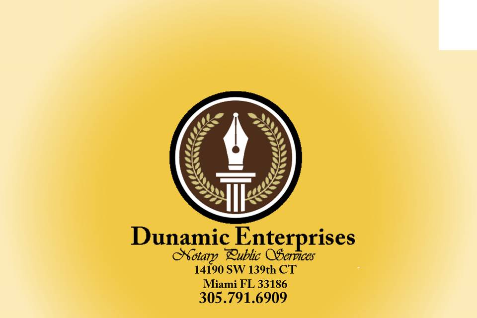 Dunamic Enterprises 24/7 Mobile Notary Public Officiant Miami, FL