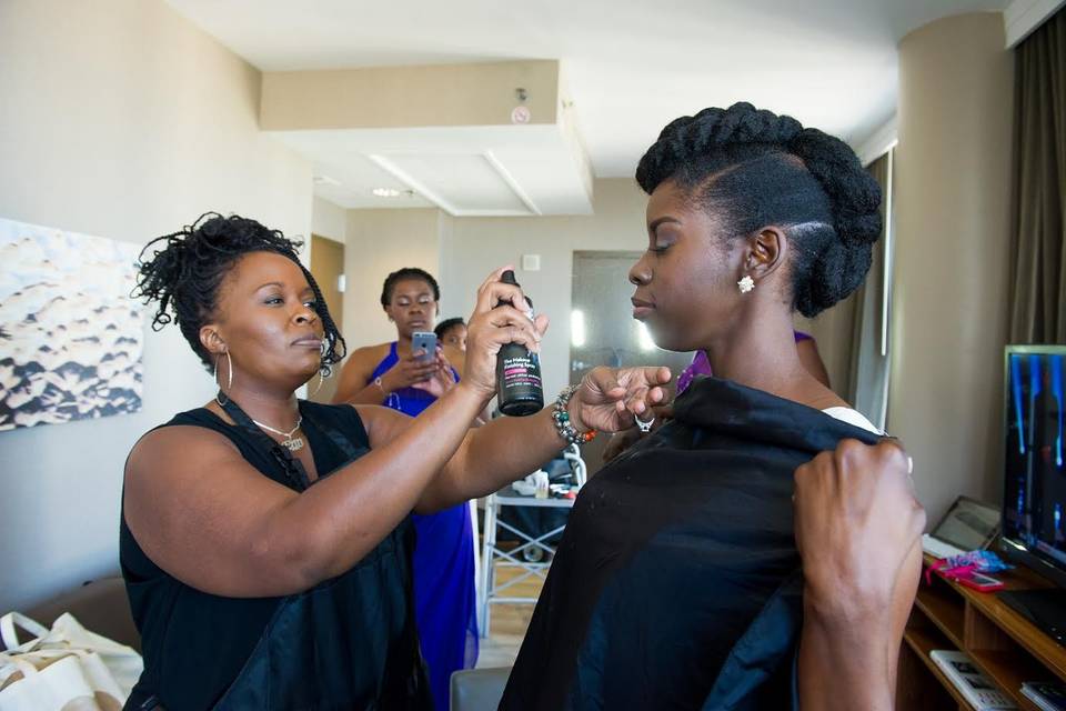 Bride and her makeup artist