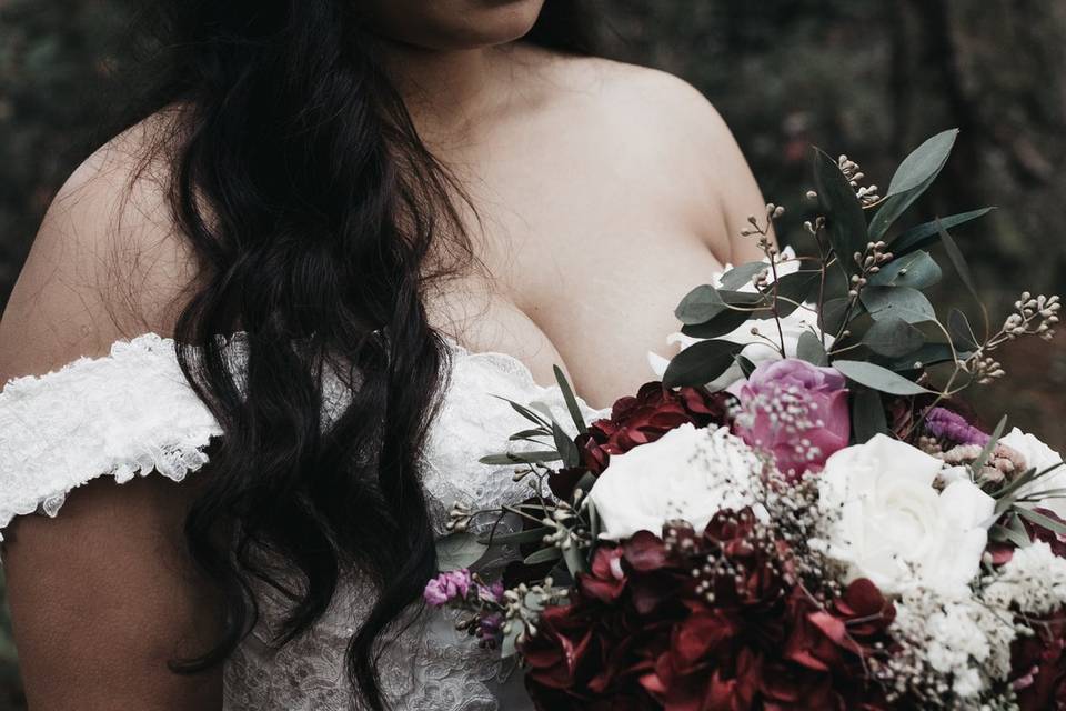 Bride with her bouquet