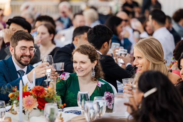 People enjoying dining rooftop