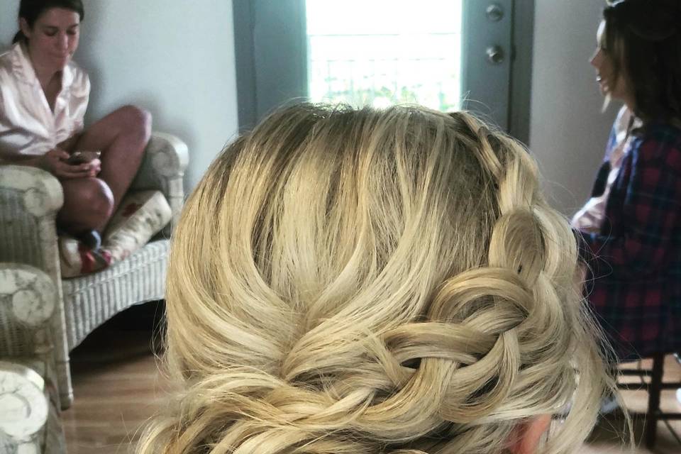 Pulled out and braided updo