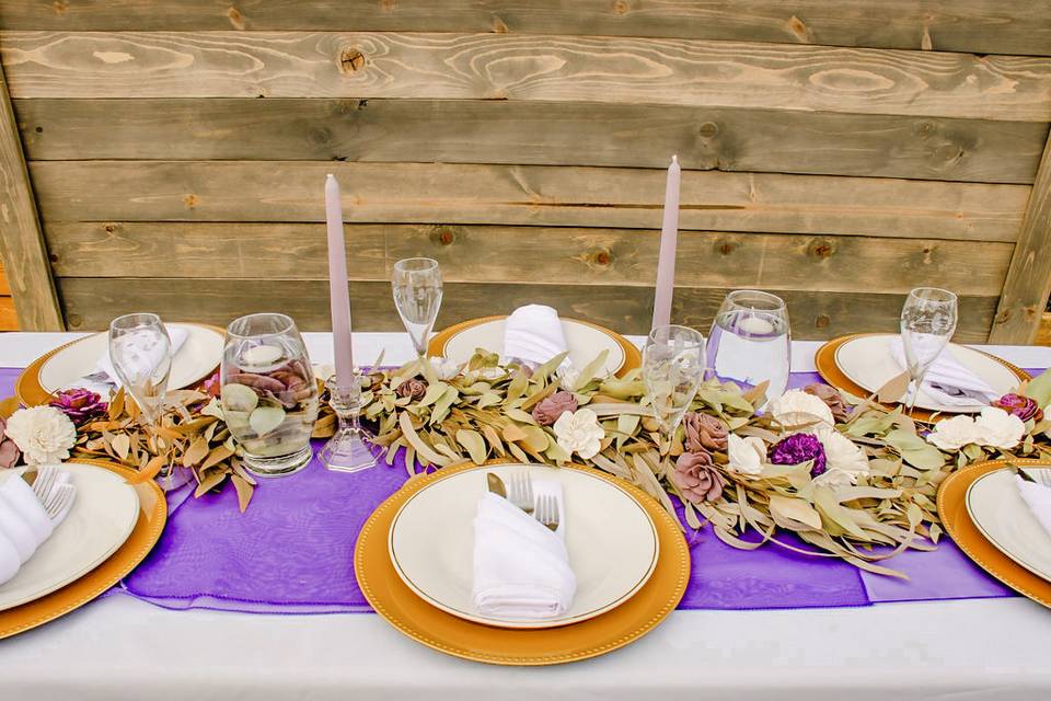 Wooden w/place settings