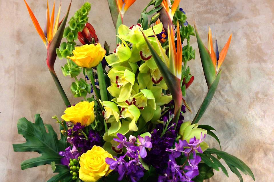 Colorful flowers in a vase