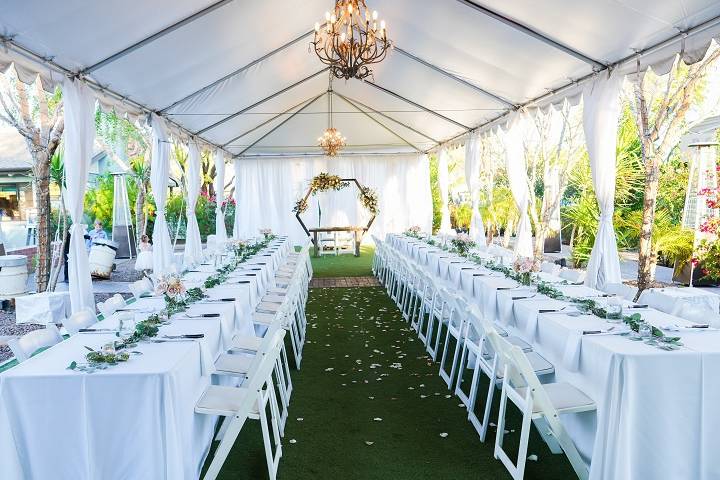 Long tables under the tent