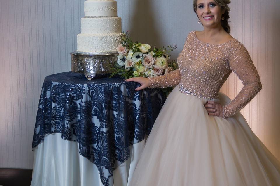 Bride at Cake Table