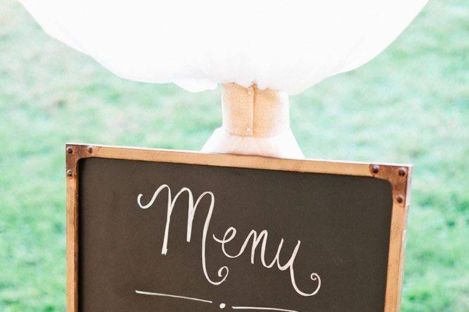 Wedding menu on chalkboard