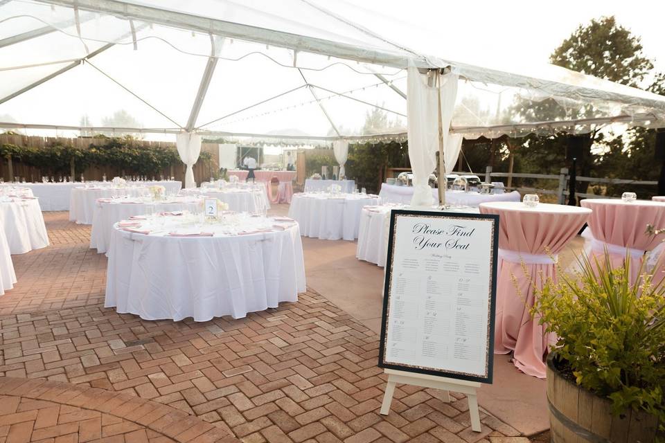 Clear Top with white linens