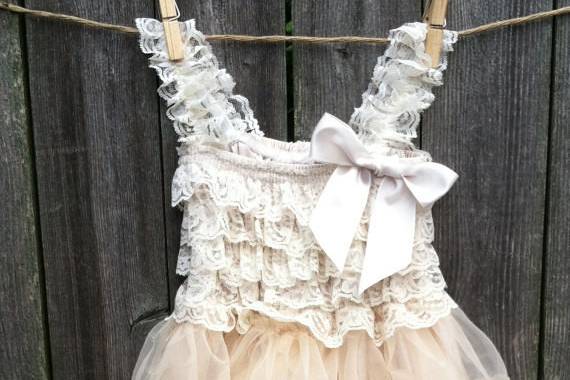 Burlap Lace Flower Girl Dress