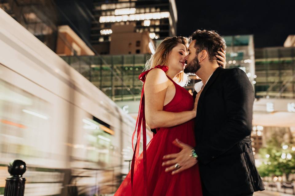 Downtown night engagement