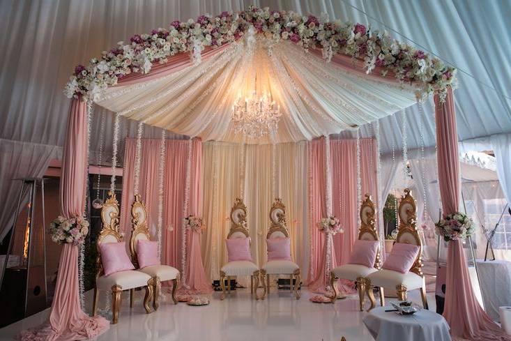 Luxurious wedding drapes and decor