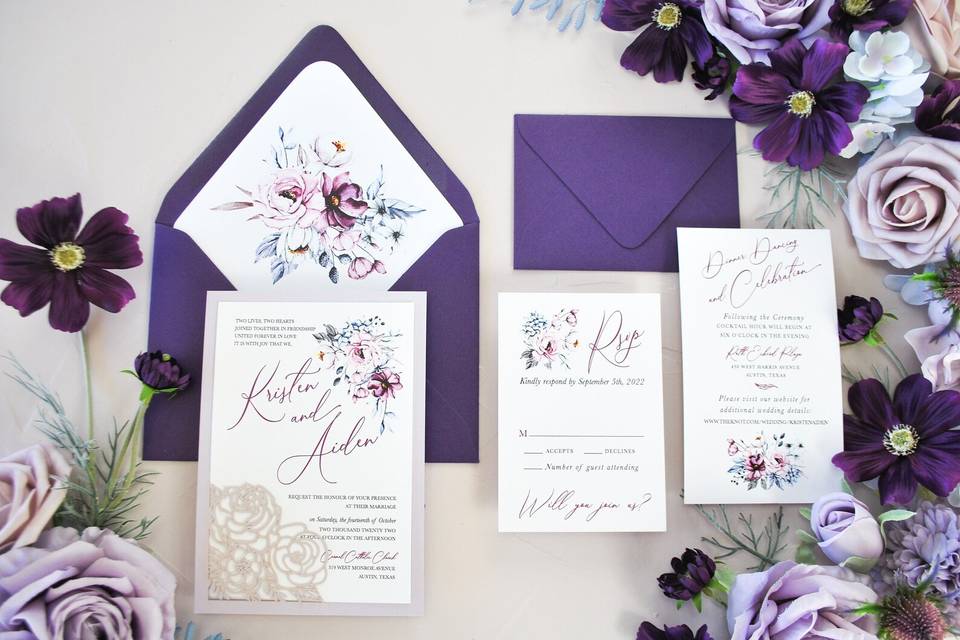 Purple Floral Invitation