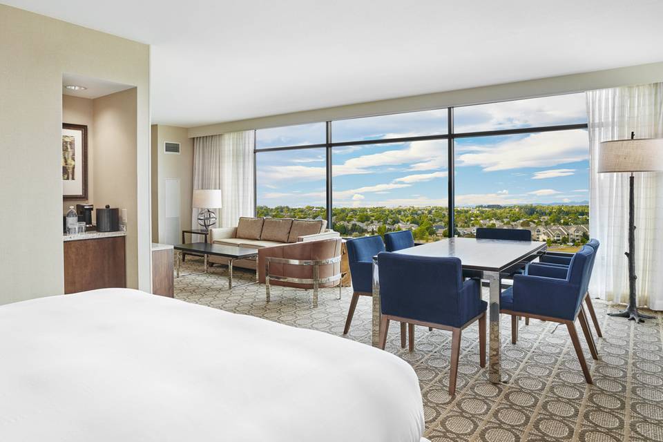 Beatuiful Floor to Ceiling Windows in our Executive Suite Bedroom and Entertainment Area - Denver Marriott Westminster